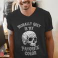 Morally Grey Is My Favorite Color Bookish Skull Men's V-Neck T-Shirt