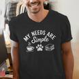My Needs Are Simple Cat Dog Reading Book Coffee Men's V-Neck T-Shirt My Needs Are Simple Cat Dog Reading Book Coffee Men's V-Neck T-Shirt