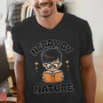 Nerdy By Nature Chibi Cute Book Lover Men's V-Neck T-Shirt