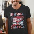 New Year New Chapter Happy New Year 2025 Book Lover Men's V-Neck T-Shirt