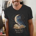 Night Owl Book Club Crescent Moon Late Night Reading Men's V-Neck T-Shirt Night Owl Book Club Crescent Moon Late Night Reading Men's V-Neck T-Shirt
