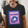 Not Today Cool Fun Cute Introvert Cat Character Men's V-Neck T-Shirt