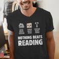Nothing Beats Reading Librarian Book Bookworm Men's V-Neck T-Shirt