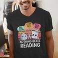 Nothing Beats Reading Rock Paper Scissors Books Lover Men's V-Neck T-Shirt