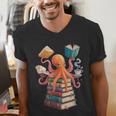 Octopus Book Reading Book Reader Ocean Octopus Men's V-Neck T-Shirt