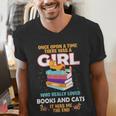 Once Upon A Time There Was A Girl Who Loves Books And Cats Men's V-Neck T-Shirt