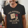 One-Handed Reading Club Smutty Book Lover Men's V-Neck T-Shirt One-Handed Reading Club Smutty Book Lover Men's V-Neck T-Shirt
