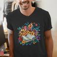 Open Book With Colorful Floral Reading Magic Men's V-Neck T-Shirt Open Book With Colorful Floral Reading Magic Men's V-Neck T-Shirt