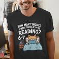Orange Cat Reading Book 67 Six Seven Meme Men's V-Neck T-Shirt