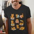 Orange Cats Reading Books Cat Lover Men's V-Neck T-Shirt Orange Cats Reading Books Cat Lover Men's V-Neck T-Shirt