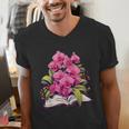 Orchids Flowers Book Floral Men's V-Neck T-Shirt