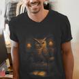Owl Library Books Wisdom Reading Vintage Scholar Men's V-Neck T-Shirt