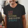 Oysters And Beer Lovers Introvert Quote Vintage Retro Men's V-Neck T-Shirt Oysters And Beer Lovers Introvert Quote Vintage Retro Men's V-Neck T-Shirt