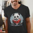 Panda With Book For Reading Enthusiasts Men's V-Neck T-Shirt