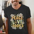 Peace Love Books Librarian Teacher Life Book Library Men's V-Neck T-Shirt Peace Love Books Librarian Teacher Life Book Library Men's V-Neck T-Shirt