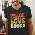 Peace Love Books Men Women Men's V-Neck T-Shirt