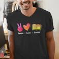 Peace Love Books Reader Librarian Library Book Men's V-Neck T-Shirt