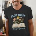 Plot Twist I'm Pregnant Literary Pregnancy Announcement Book Men's V-Neck T-Shirt Plot Twist I'm Pregnant Literary Pregnancy Announcement Book Men's V-Neck T-Shirt