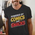 Powered By Comics And Snacks Comic Book Lover Men's V-Neck T-Shirt