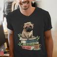Pug Dog Reading Book Coffee Read Books Be Kind Stay Weird Men's V-Neck T-Shirt Pug Dog Reading Book Coffee Read Books Be Kind Stay Weird Men's V-Neck T-Shirt