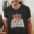 Queen Of The Classroom Appreciation Royal Crown Book Men's V-Neck T-Shirt Queen Of The Classroom Appreciation Royal Crown Book Men's V-Neck T-Shirt