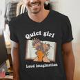 Quiet Girl Loud Imagination Book Lover Bookworm Reader Men's V-Neck T-Shirt Quiet Girl Loud Imagination Book Lover Bookworm Reader Men's V-Neck T-Shirt