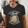 Quilting Sewing Machine Quilter Easily Distracted By Book Men's V-Neck T-Shirt