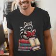 Raccoon Reading Books Matching Bookworm Readers Librarian Men's V-Neck T-Shirt Raccoon Reading Books Matching Bookworm Readers Librarian Men's V-Neck T-Shirt