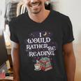I Would Rather Be Reading Bookworm Book Lover Librarian Kids Men's V-Neck T-Shirt