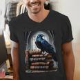 Raven On A Stack Of Books Wisdom Of Odin Men's V-Neck T-Shirt Raven On A Stack Of Books Wisdom Of Odin Men's V-Neck T-Shirt