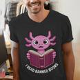 I Read Banned Books Axolotl Reading Men's V-Neck T-Shirt
