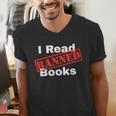 I Read Banned Books Censored Red Stamp Reading Librarian Men's V-Neck T-Shirt I Read Banned Books Censored Red Stamp Reading Librarian Men's V-Neck T-Shirt