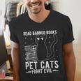 Read Banned Books Pet Cats Fight Evil Read Banned Books Men's V-Neck T-Shirt Read Banned Books Pet Cats Fight Evil Read Banned Books Men's V-Neck T-Shirt