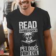 Read Banned Books PET DOGS FIGHT EVIL Read Banned Books Dog Men's V-Neck T-Shirt Read Banned Books PET DOGS FIGHT EVIL Read Banned Books Dog Men's V-Neck T-Shirt