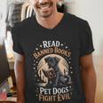 Read Banned Books PET DOGS FIGHT EVIL Read Books Reading Men's V-Neck T-Shirt Read Banned Books PET DOGS FIGHT EVIL Read Books Reading Men's V-Neck T-Shirt