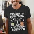Read Books & Pet My Frenchton Owner Frenchton Lover Men's V-Neck T-Shirt