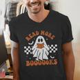 Read More Books Cute Ghost Reading Book Teacher Halloween Men's V-Neck T-Shirt
