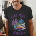 Read More Books Floral Book Reader Art Reading Lover Quote Men's V-Neck T-Shirt
