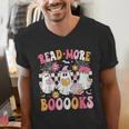 Read More Books Ghosts Reading Book Teacher Halloween Men's V-Neck T-Shirt