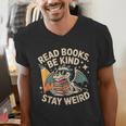 Read Books Be Kind Stay Weird Book Dragon Skeleton Reading Men's V-Neck T-Shirt Read Books Be Kind Stay Weird Book Dragon Skeleton Reading Men's V-Neck T-Shirt