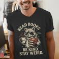 Read Books Be Kind Stay Weird Raccoon Coffee Lover Reading Men's V-Neck T-Shirt Read Books Be Kind Stay Weird Raccoon Coffee Lover Reading Men's V-Neck T-Shirt
