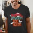 Read Books Lift Weights Fight Fascists Reading No Kings Men's V-Neck T-Shirt Read Books Lift Weights Fight Fascists Reading No Kings Men's V-Neck T-Shirt