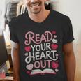 Read Your Cute Heart Out Teacher Librarian Love Reading Book Men's V-Neck T-Shirt