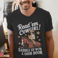 Read 'Em Cowgirl Saddle Up With A Good Book Rodeo Bookworm Men's V-Neck T-Shirt