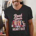 Read Your Heart Out Book Lover Reading Enthusiasts Floral Men's V-Neck T-Shirt