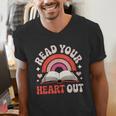 Read Your Heart Out Book Lovers Emotional Fall Vibes Men's V-Neck T-Shirt