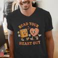 Read Your Heart Out Teacher Valentines Reading Book Love Men's V-Neck T-Shirt Read Your Heart Out Teacher Valentines Reading Book Love Men's V-Neck T-Shirt