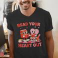 Read Your Heart Out Valentine Reading Book Girl Kid Teacher Men's V-Neck T-Shirt