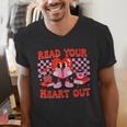 Read Your Heart Out Valentine Reading Book Kid Teacher Men's V-Neck T-Shirt Read Your Heart Out Valentine Reading Book Kid Teacher Men's V-Neck T-Shirt