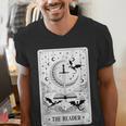 The Reader Tarot Card Bookworm Books Lover Dragon Librarians Men's V-Neck T-Shirt The Reader Tarot Card Bookworm Books Lover Dragon Librarians Men's V-Neck T-Shirt